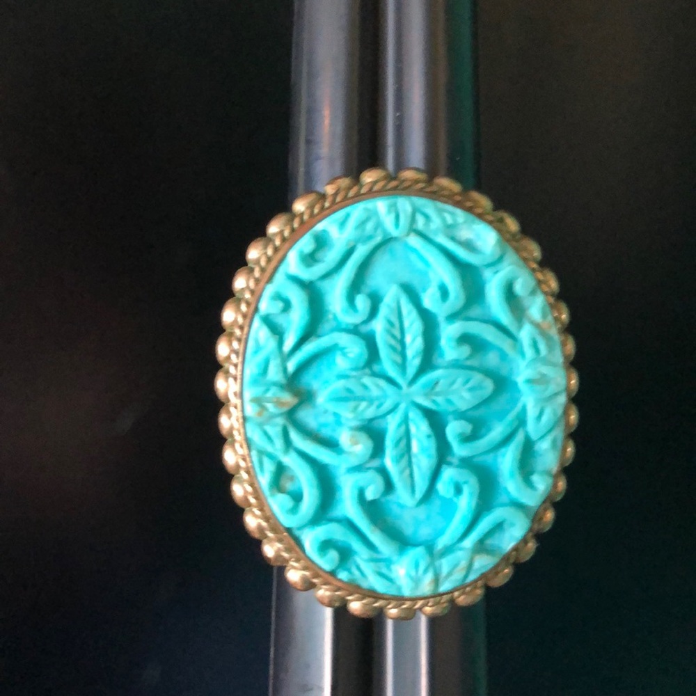 Stephen Dweck carved turquoise ring